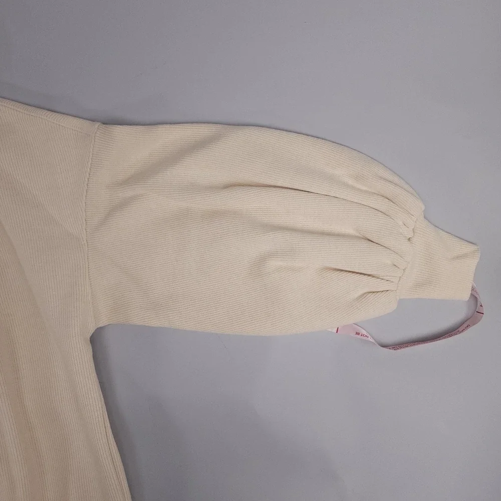 NEW‎ Choosy Sweater Dress Women Small Cream Turtleneck Balloon Sleeve Minimalist